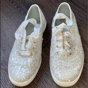 6.5 Kate Spade cream/white sparkle Keds